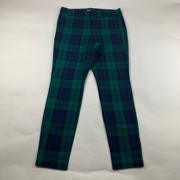 Old Navy Green Navy Buffalo Check Stretch Canvas Skinny Pixie Pant 12 - Picture 1 of 7